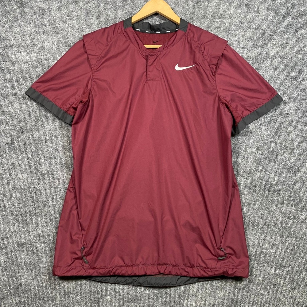 Nike Mens Short Sleeve‎ Windbreaker Pullover Burgundy Maroon BQ3237-669 Small